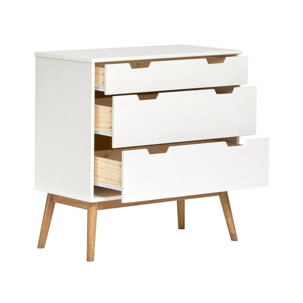 Bela komoda iz masivnega bora Marckeric Baku, širina 80 cm-image-3