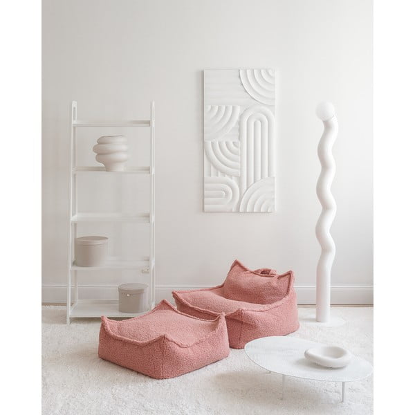 Rožnata otroška vreča za sedenje iz tkanine bouclé Square – Wigiwama-image-4