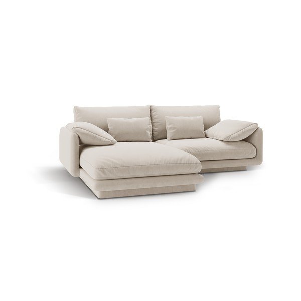 Bela žametna kotna sedežna garnitura (levi kot/z ležalnikom) Torino – Micadoni -image-2