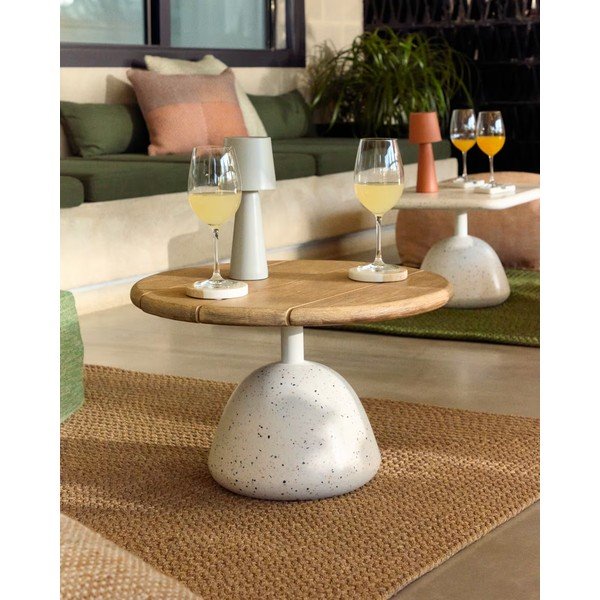 Okrogla vrtna klubska mizica z mizno ploščo iz akacije ø 55 cm Saura – Kave Home-image-2