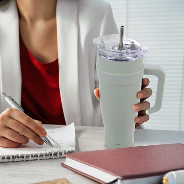 Žajbljevo zelen termo lonček s slamico 1,2 l Termo – Orion-image-1