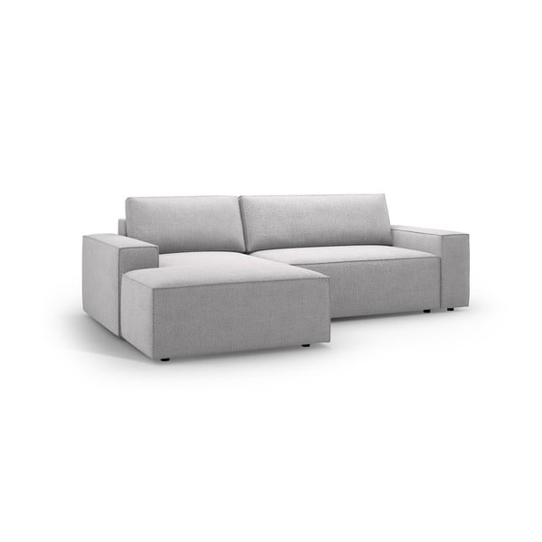 Svetlo siva raztegljiva kotna sedežna garnitura iz tkanine bouclé (levi kot) Jodie – Micadoni Home-image-2