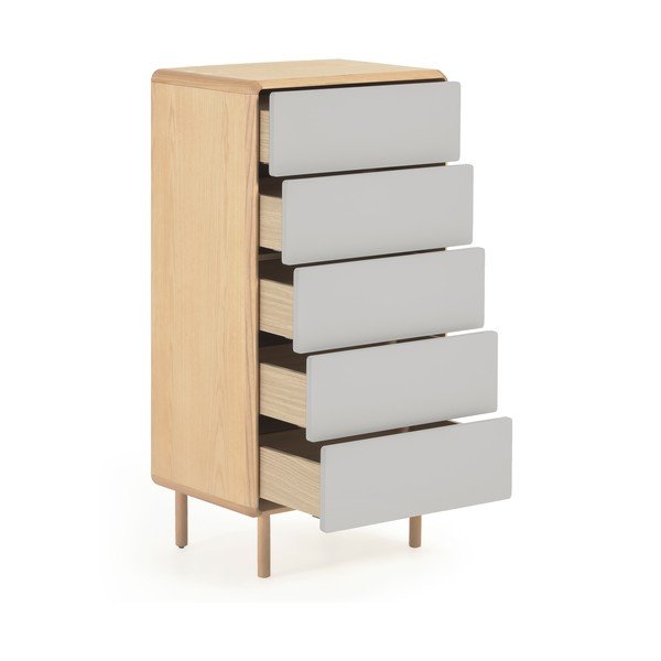 Komoda v jesenovem dekorju v sivi in naravni barvi 60x117x42 cm Anielle – Kave Home-image-2