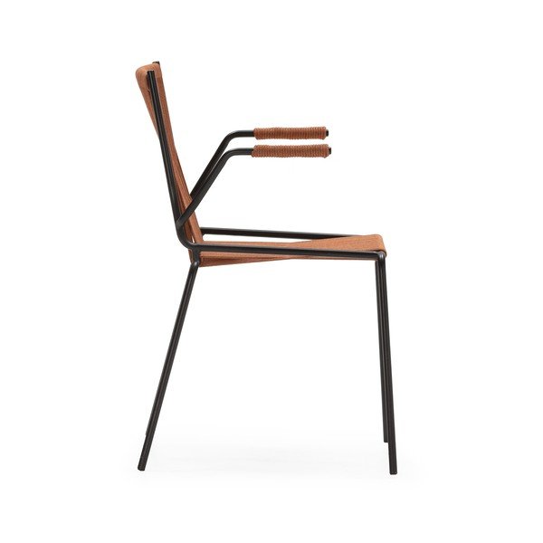 Kovinski jedilni stoli v kompletu z nasloni za roke/z možnostjo nalaganja 2 ks v barvi terakote Emily – Marckeric-image-3