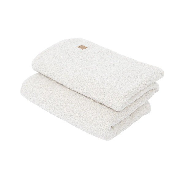 Kremno bela otroška odeja iz sherpa flisa 100x77 cm – Meowbaby-image-2