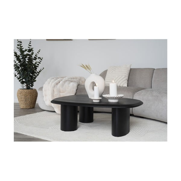 Črna mizica z mizno ploščo v jesenovem dekorju 78x96 cm Tirano – House Nordic-image-4