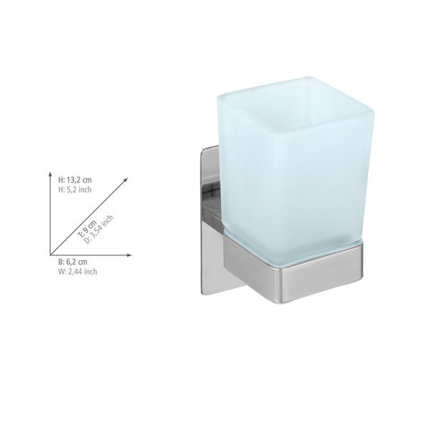 Steklen lonček za zobne ščetke v sijajno srebrni barvi z namestitvijo brez vrtanja Genova – Wenko-image-4