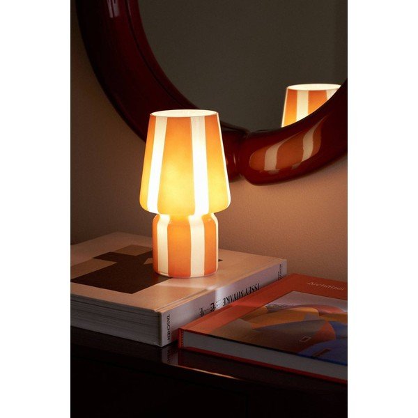 Rdeča/bela steklena namizna svetilka (višina 21,5 cm) Carlo – Ellos Home-image-1