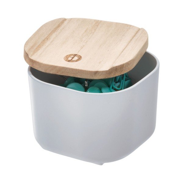 Siva škatla za shranjevanje s pokrovom iz pavlovnije iDesign Eco, 9 x 9 cm-image-1