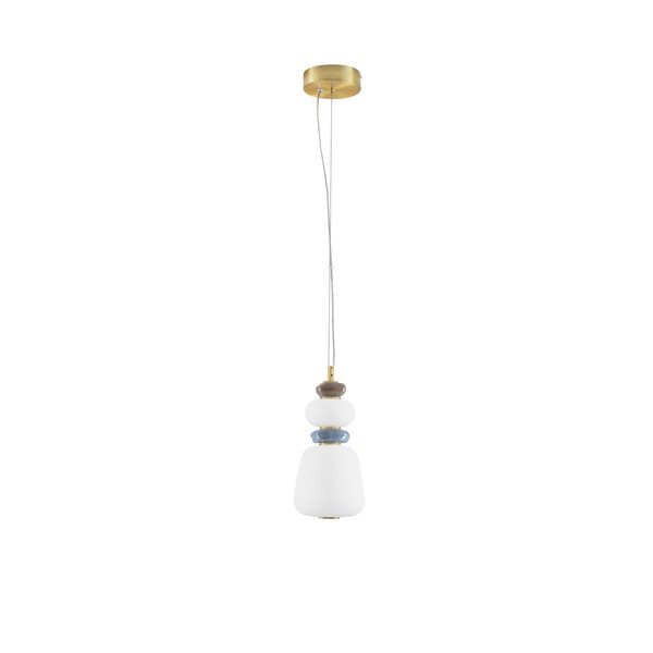 Bela/v zlati barvi kovinska LED zatemnitvena viseča svetilka s porcelanastim senčilom/s steklenim senčilom ø 17 cm Palo – Nova Luce