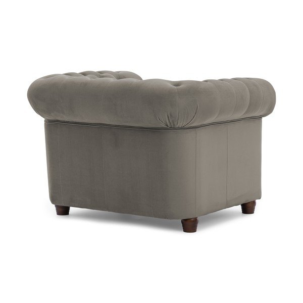 Siv žameten Chesterfield fotelj York Blik – Ropez-image-2
