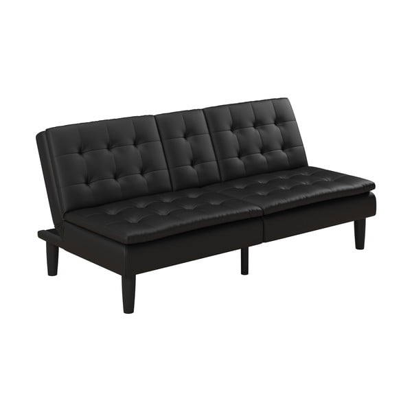 Črna raztegljiva sedežna garnitura iz umetnega usnja 191 cm Maine – Støraa-image-2