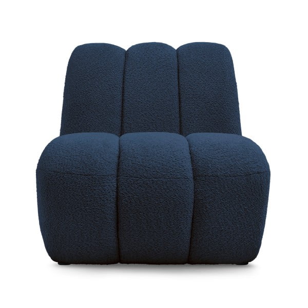 Temno moder fotelj iz tkanine bouclé Janissaire – Bobochic Paris-image-3