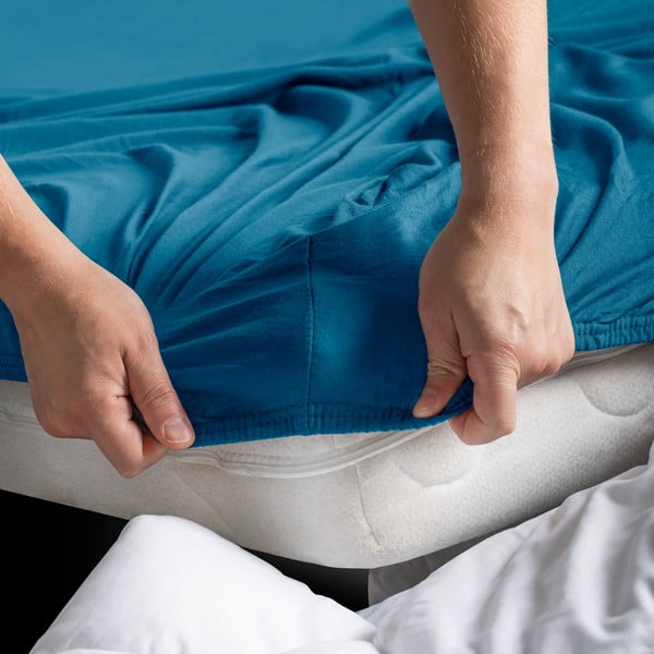 Modrozelena napenjalna rjuha iz jerseyja 140x200 cm Amber – Restilo-image-3