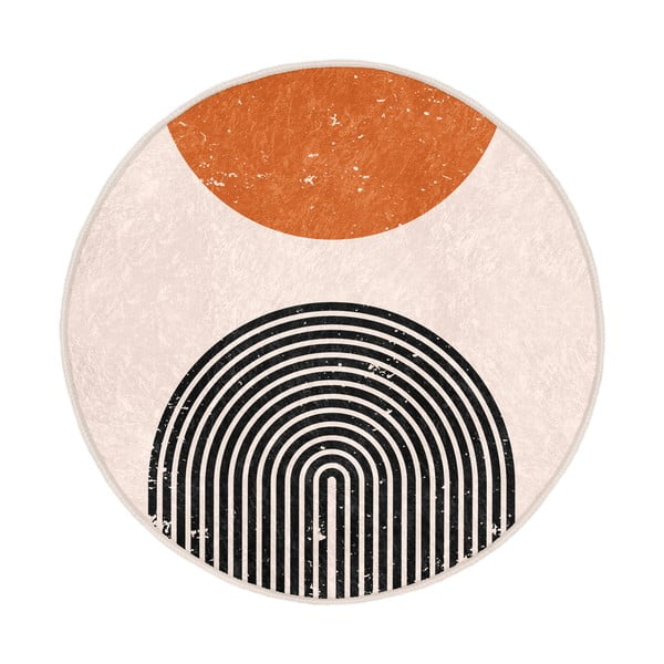 Oranžna/kremno bela pralna okrogla preproga primerna za robotski sesalnik ø 100 cm Comfort – Mila Home