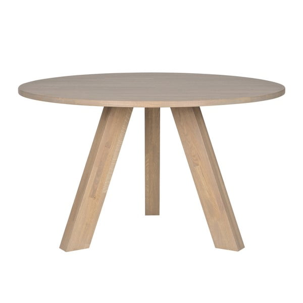 Jedilna miza iz beljenega hrasta WOOOD Rhonda, Ø 129 cm
