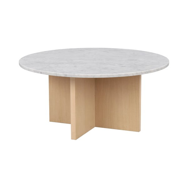 Bela okrogla mizica iz marmorja 90x90 cm Brooksville - Rowico