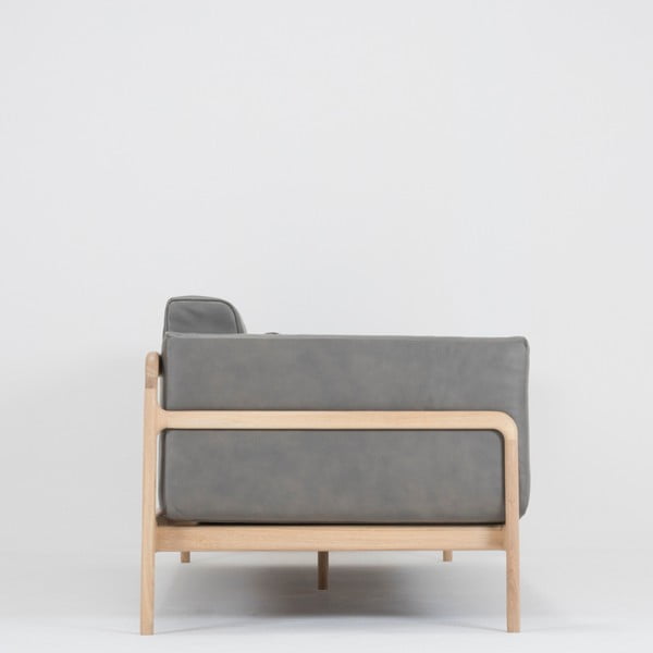 Temno siv usnjen kavč z masivno hrastovo konstrukcijo Gazzda Fawn, 240 cm-image-4