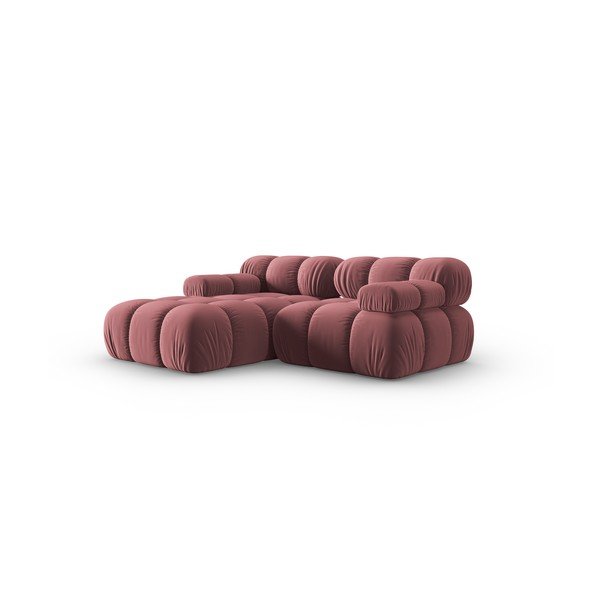 Rožnata žametna sedežna garnitura 191 cm Bellis – Micadoni Home-image-3