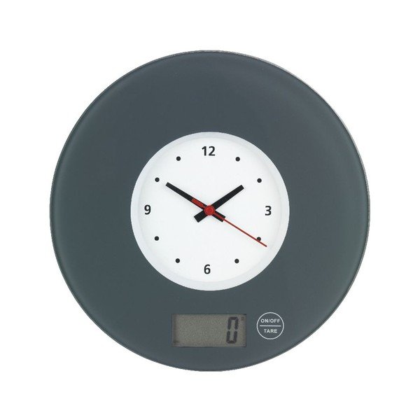 Siva kuhinjska tehtnica z uro Wenko Clock-image-2