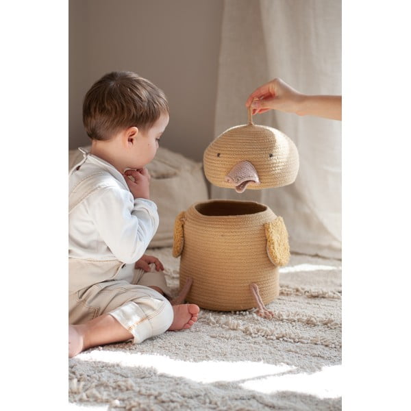 Rumena tekstilna otroška škatla za shranjevanje ø 25x30 cm Charlie the Chicken – Lorena Canals-image-1