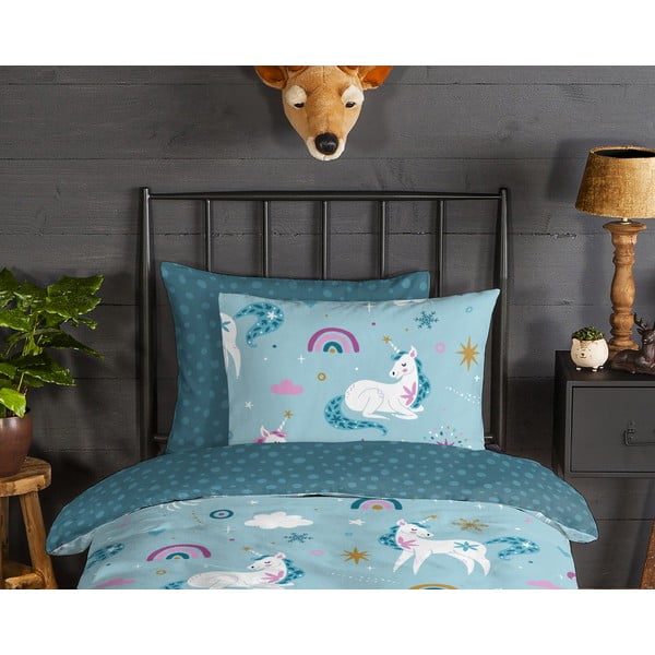 Enojna flanelna otroška posteljnina 140x200 cm Snowycorn – Good Morning-image-2