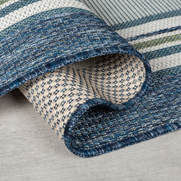 Zelenomodra notranja in zunanja preproga 200x290 cm Roma Stripe – Flair Rugs-image-2