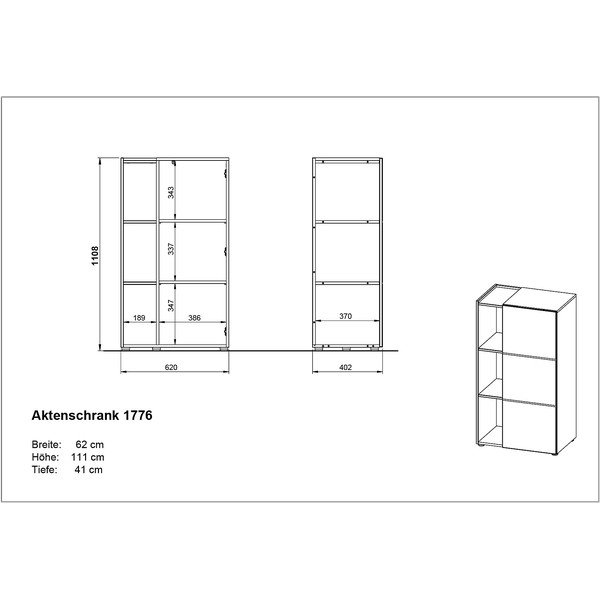 Temno siva knjižna omara v hrastovem dekorju 62x112 cm Olvera - Germania-image-4