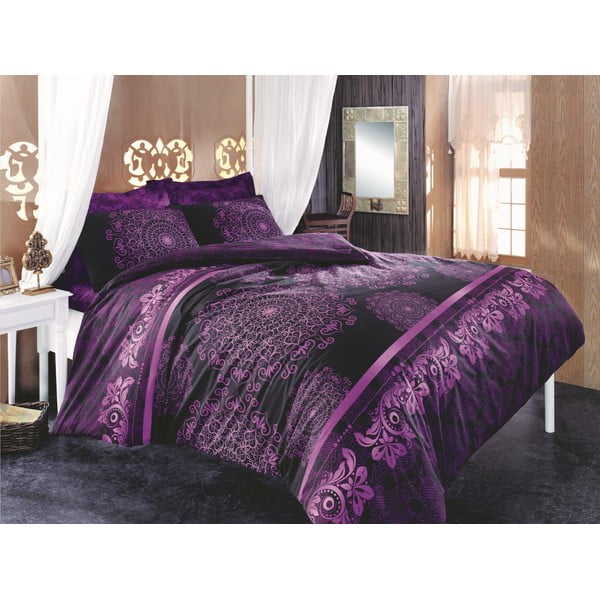 Bombažna posteljnina za zakonsko posteljo z rjuho za zakonsko posteljo Solanya, 200 x 220 cm