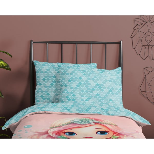 Modra/rožnata enojna bombažna otroška posteljnina 140x200 cm Alisse – Good Morning-image-2