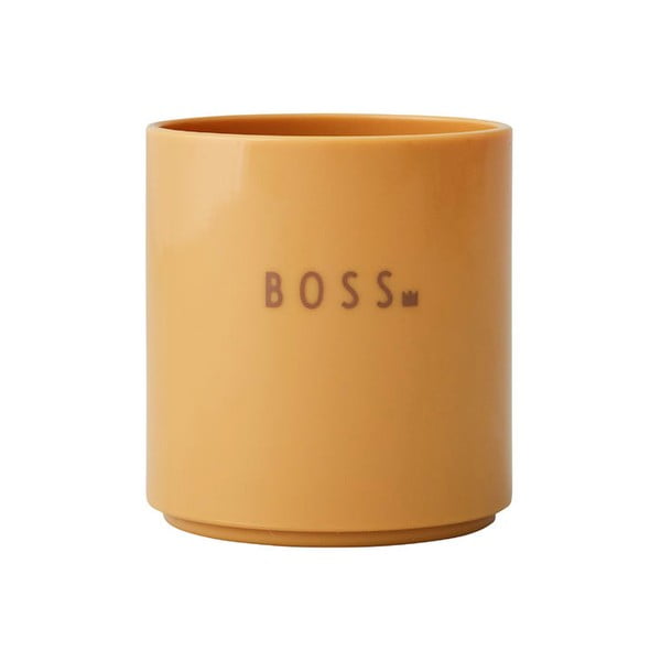 Gorčično rumen lonček Baby Mug Design črke Mini Boss