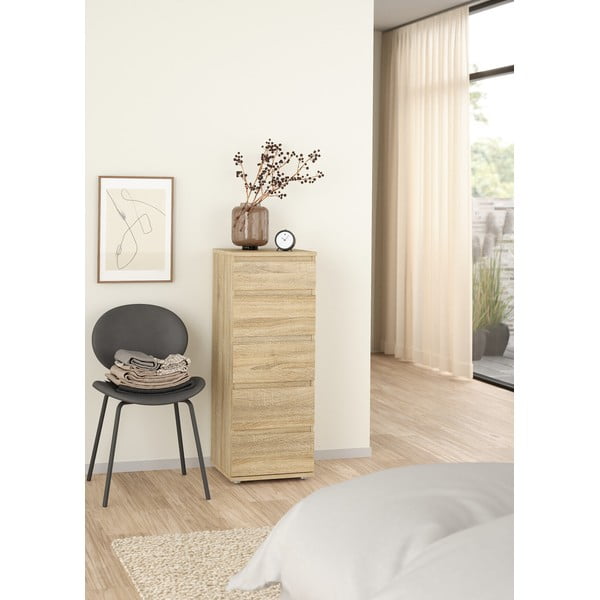 Visoka komoda v hrastovem dekorju v naravni barvi 40x107 cm Nova – Tvilum-image-1