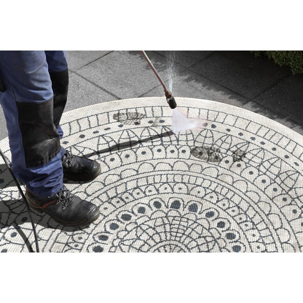 Sivo-krem zunanja preproga NORTHRUGS Porto, ø 200 cm-image-4