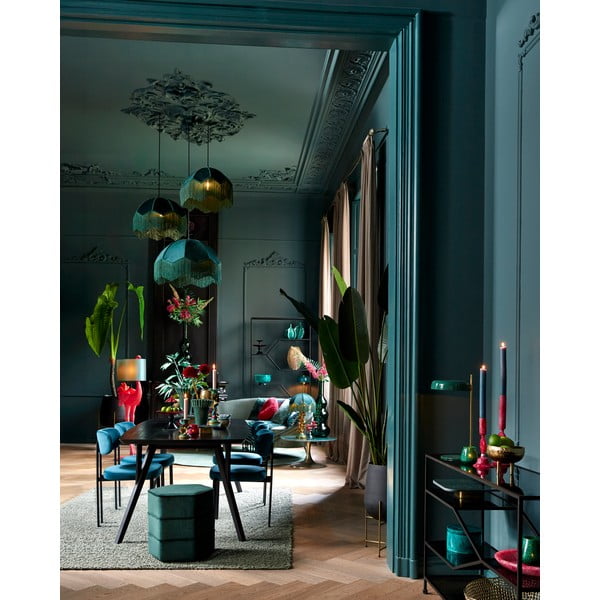 Modrozelena viseča svetilka s tekstilnim senčilom ø 60 cm Malacia – Light & Living-image-1