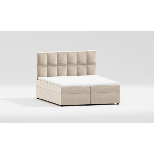Bela/kremno bela oblazinjena zakonska postelja s prostorom za shranjevanje 140x200 cm Flip – Ropez