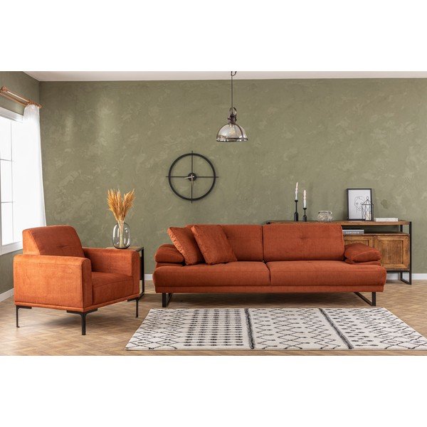 Oranžna sedežna garnitura 239 cm Mustang – Balcab Home-image-1