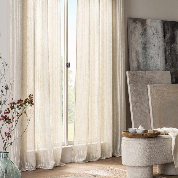 Kremno bela zavesa 140x260 cm Zaho – douceur d'intérieur-image-1
