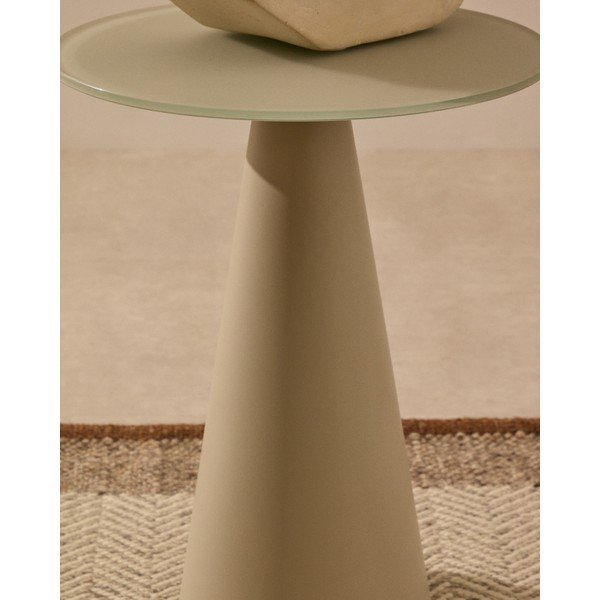 Okrogla stranska mizica s stekleno mizno ploščo ø 35 cm Wilshire – Kave Home-image-2