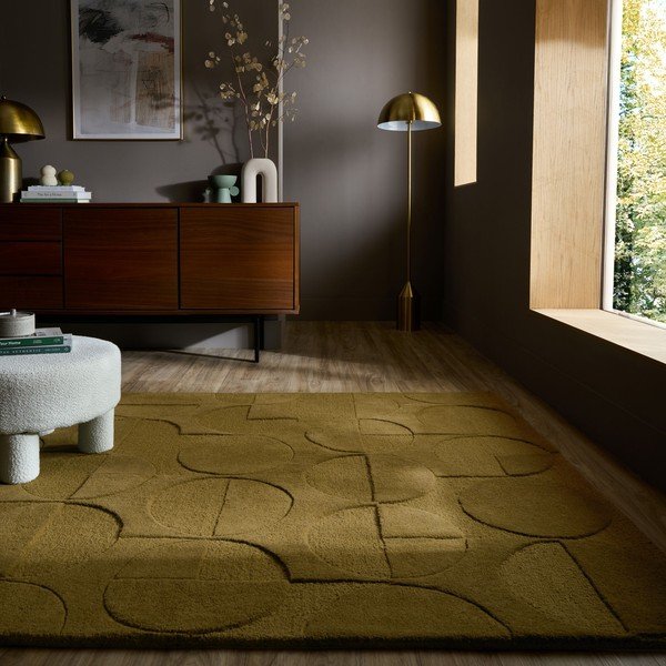 Temno zelena ročno tkana volnena preproga 200x290 cm Gigi – Flair Rugs-image-1