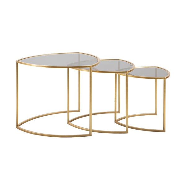 Okrogle mizice s stekleno mizno ploščo v zlati barvi v kompletu 3 ks ø 60 cm Triangle – Mauro Ferretti-image-4