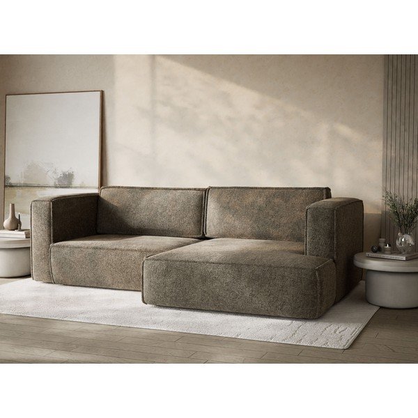 Rjava raztegljiva/s prostorom za shranjevanje kotna sedežna garnitura iz šenilje (desni kot/z ležalnikom) Velto – Maison de Rêve-image-4