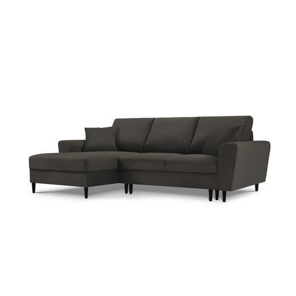 Črna raztegljiva sedežna garnitura Kooko Home Jazza, levi kot-image-2