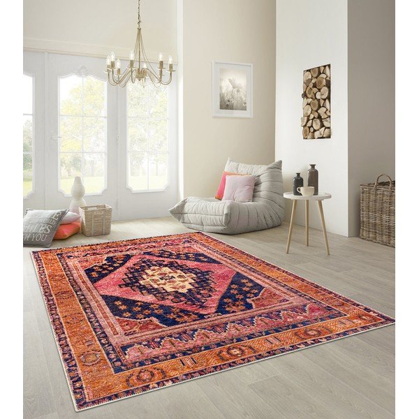 Oranžno-rožnata preproga Floorita Senneh, 80 x 150 cm-image-1