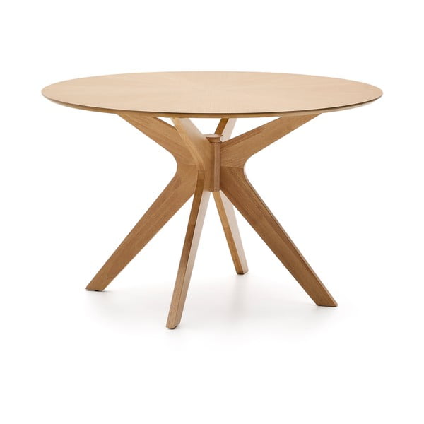 Okrogla jedilna miza z mizno ploščo v hrastovem dekorju ø 120 cm Naanim – Kave Home