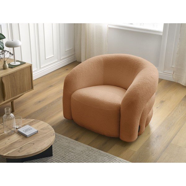 Oranžen vrtljiv fotelj iz tkanine bouclé Elina – Bobochic Paris-image-1