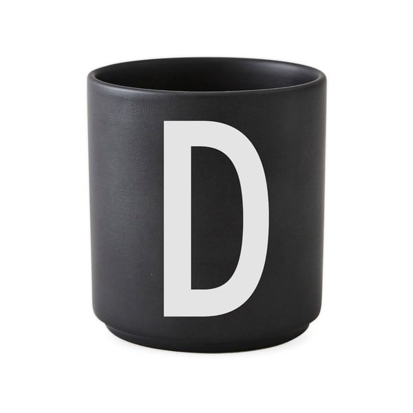 Črna porcelanasta skodelica Design Letters Alphabet D, 250 ml