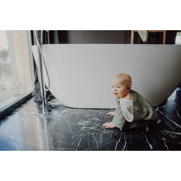 Kaki zelen otroški pončo iz muslina velikosti M – Malomi Kids-image-4