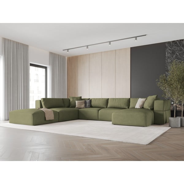 Svetlo zelena kotna sedežna garnitura (levi kot/v obliki črke "U") Esther – Milo Casa-image-1