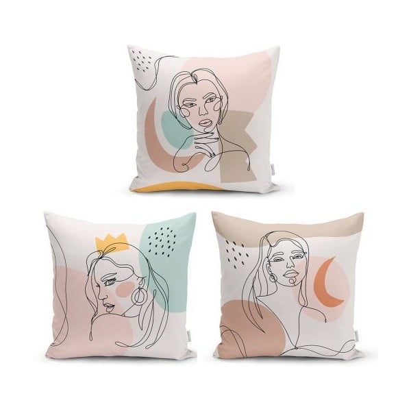 Komplet 3 dekorativnih prevlek za vzglavnik Minimalist Cushion Covers Minimalist Line, 45 x 45 cm