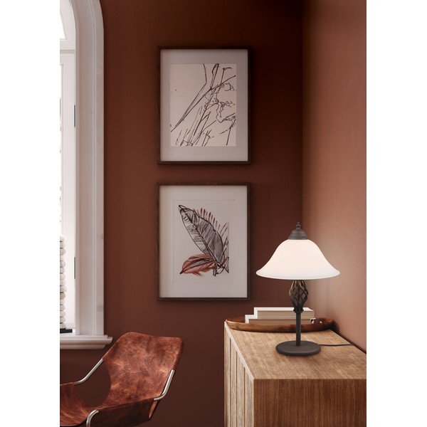 Temno rjava namizna svetilka s steklenim senčilom (višina 50 cm) Rustica – Trio-image-2